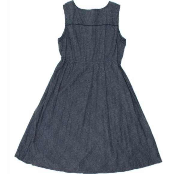 EDDIE BAUER Womens Basic Dress US 16 Navy Blue Spotted Cotton - Picture 2 of 9